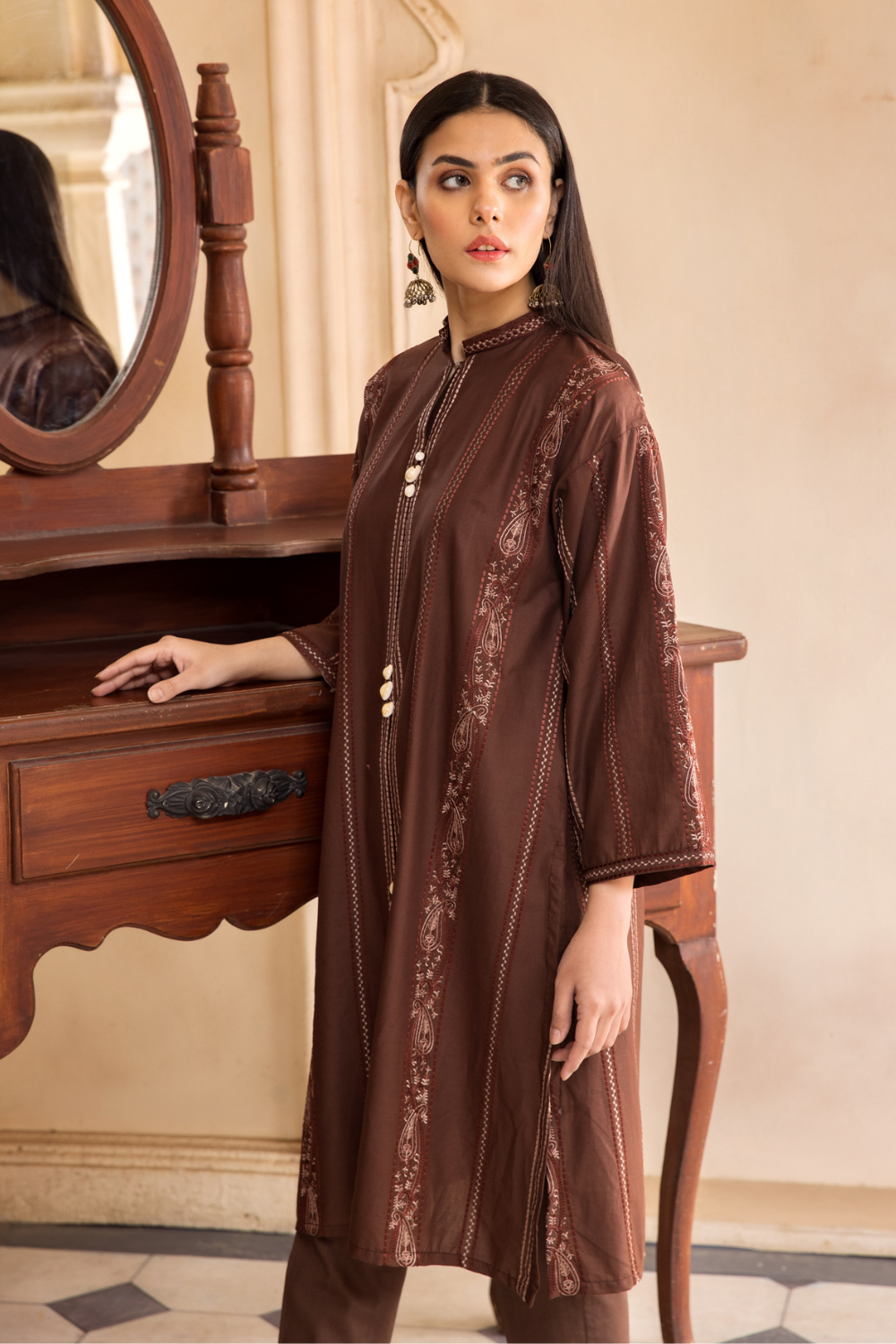 2 PC Unstitched | Embroidered Cambric Shirt + Trouser