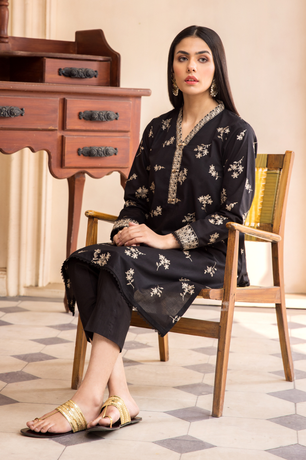 2 PC Unstitched | Embroidered Cambric Shirt + Trouser