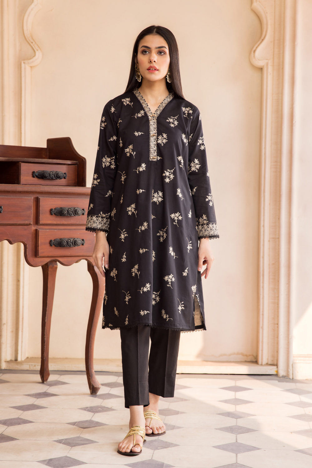 2 PC Unstitched | Embroidered Cambric Shirt + Trouser