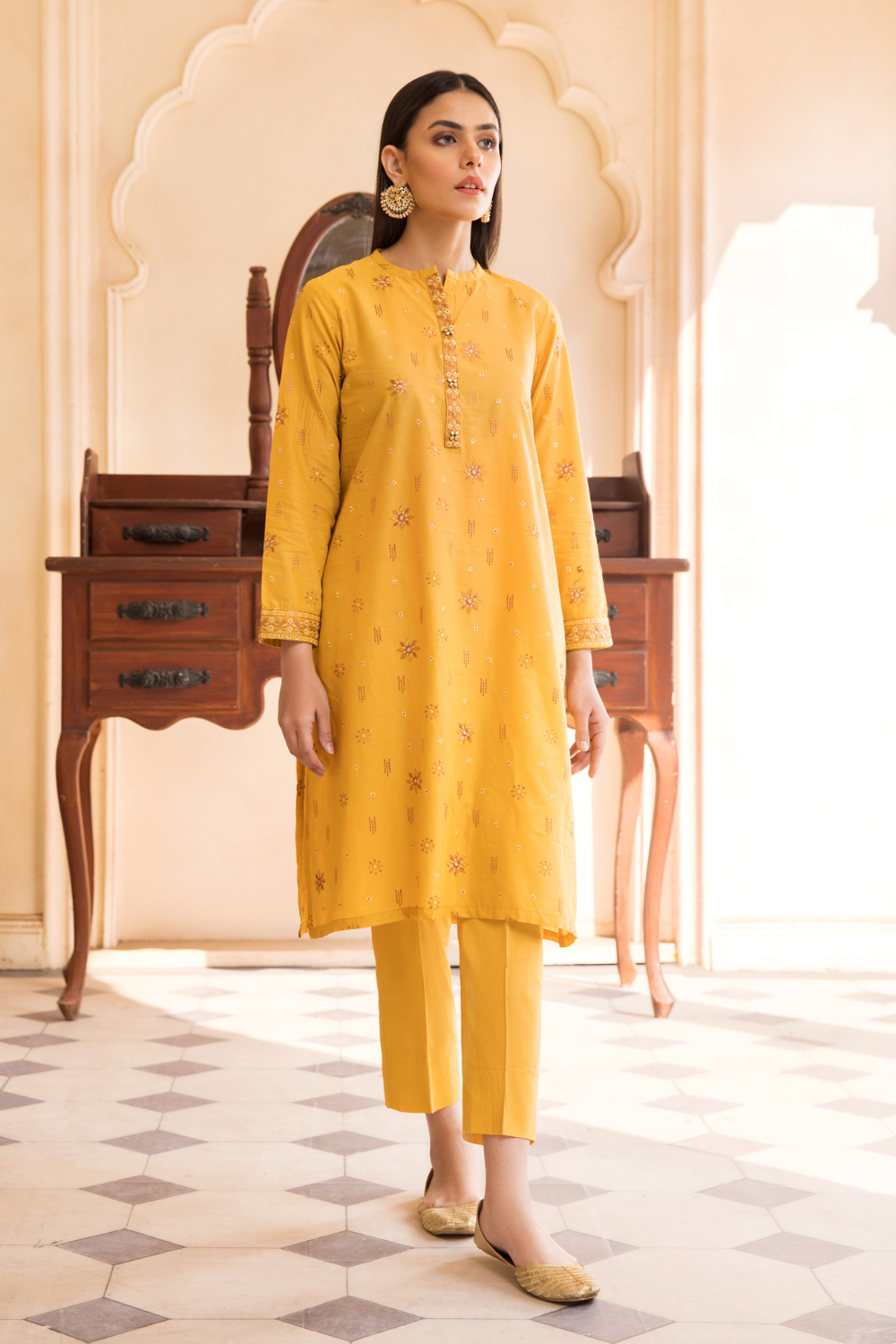 2 PC Unstitched | Embroidered Cambric Shirt + Trouser