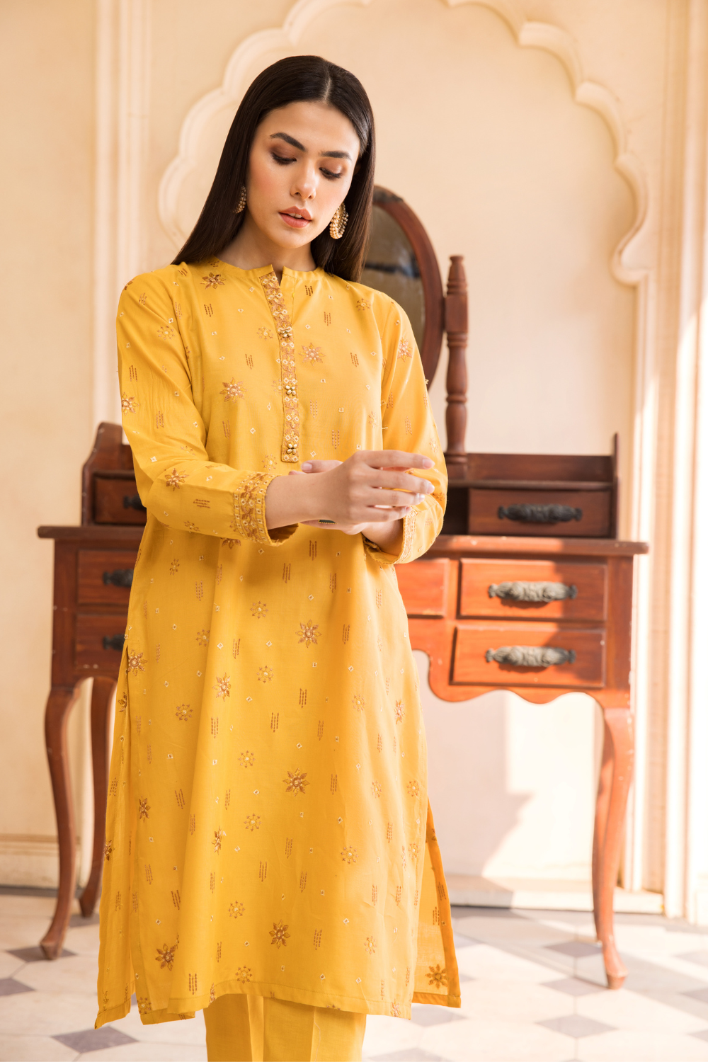 2 PC Unstitched | Embroidered Cambric Shirt + Trouser