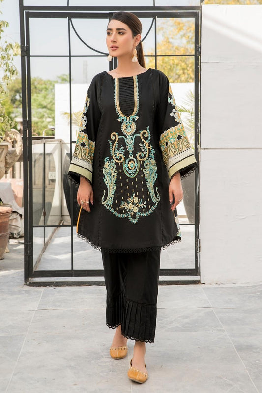 2 PC Unstitched | Embroidered Shirt + Dyed Cotton Trouser