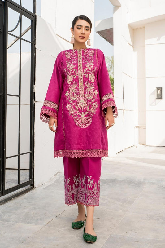 2 PC Unstitched |Self Jacquard Embroidered Shirt + Cambric Paste Printed Trouser