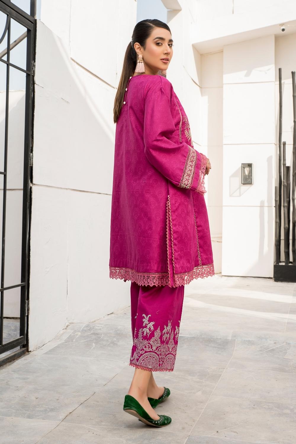 2 PC Unstitched |Self Jacquard Embroidered Shirt + Cambric Paste Printed Trouser