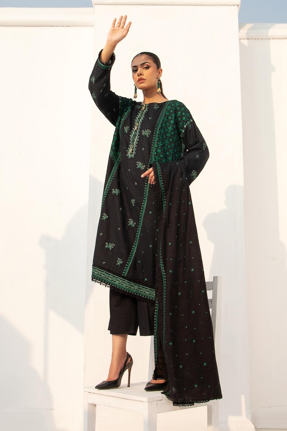 3PC Unstitched |Embroidered Khaddar Suit