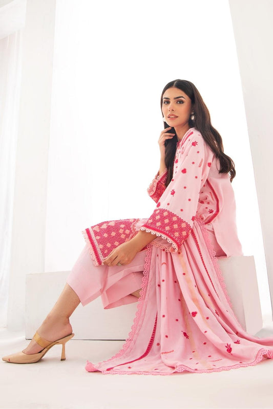 3PC Unstitched |Embroidered Karandi Shirt+ Jacquard Shawl+ Trouser