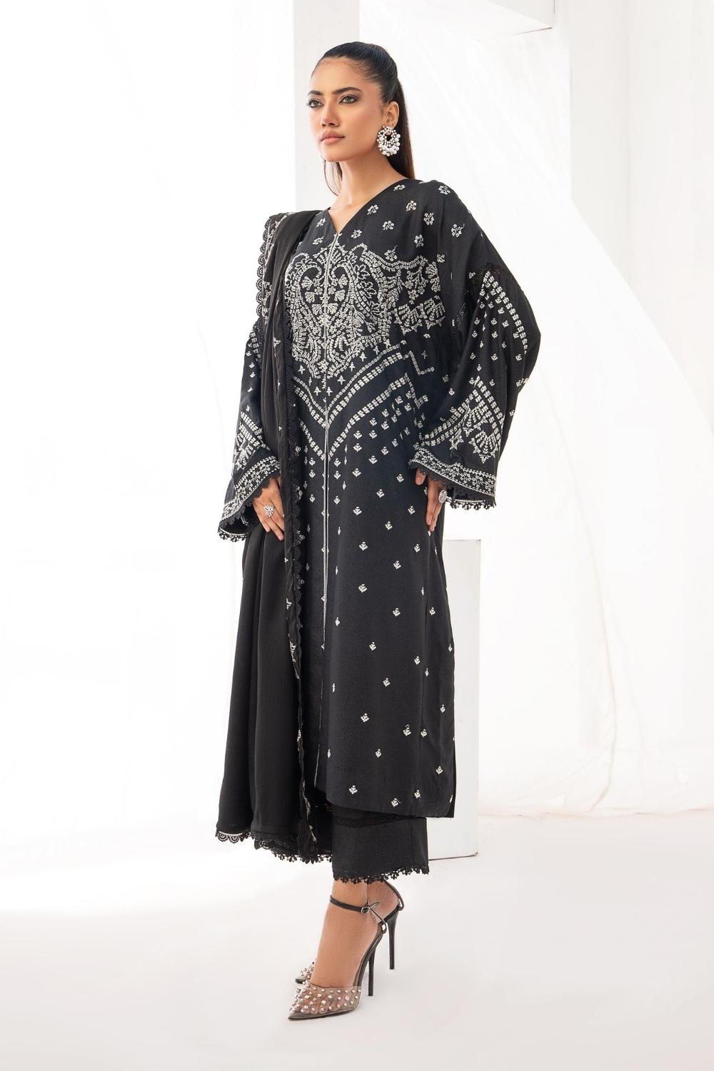 3PC Unstitched |Embroidered Karandi Shirt+ Wool Shawl+ Trouser