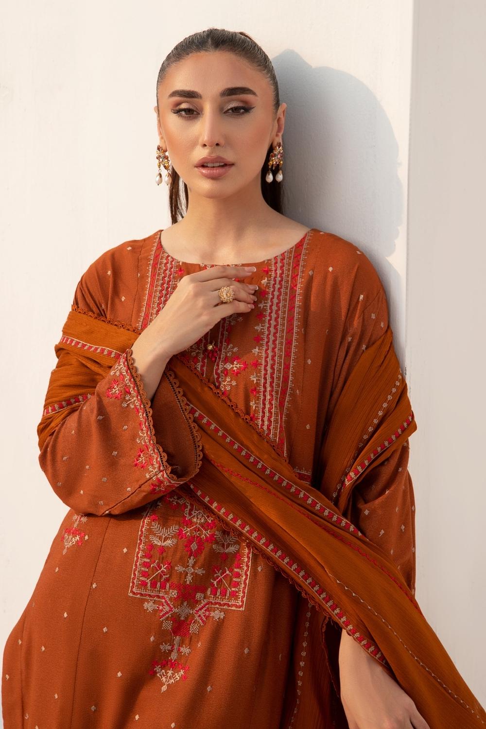 3PC Unstitched |Embroidered Karandi Shirt+ Wool Shawl+ Trouser