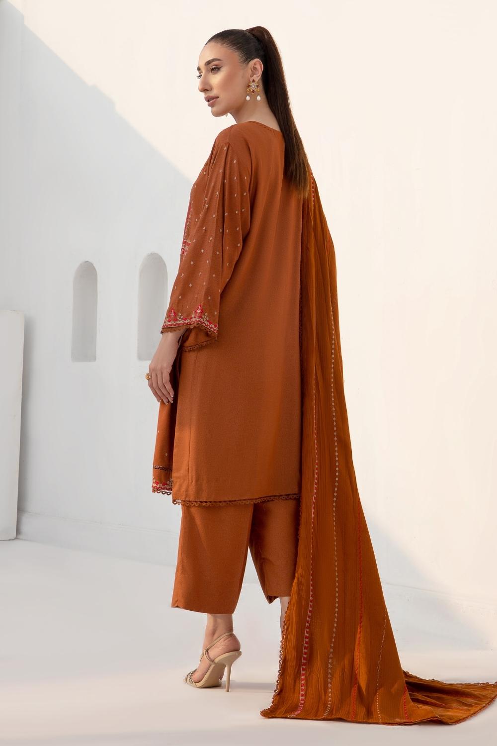 3PC Unstitched |Embroidered Karandi Shirt+ Wool Shawl+ Trouser