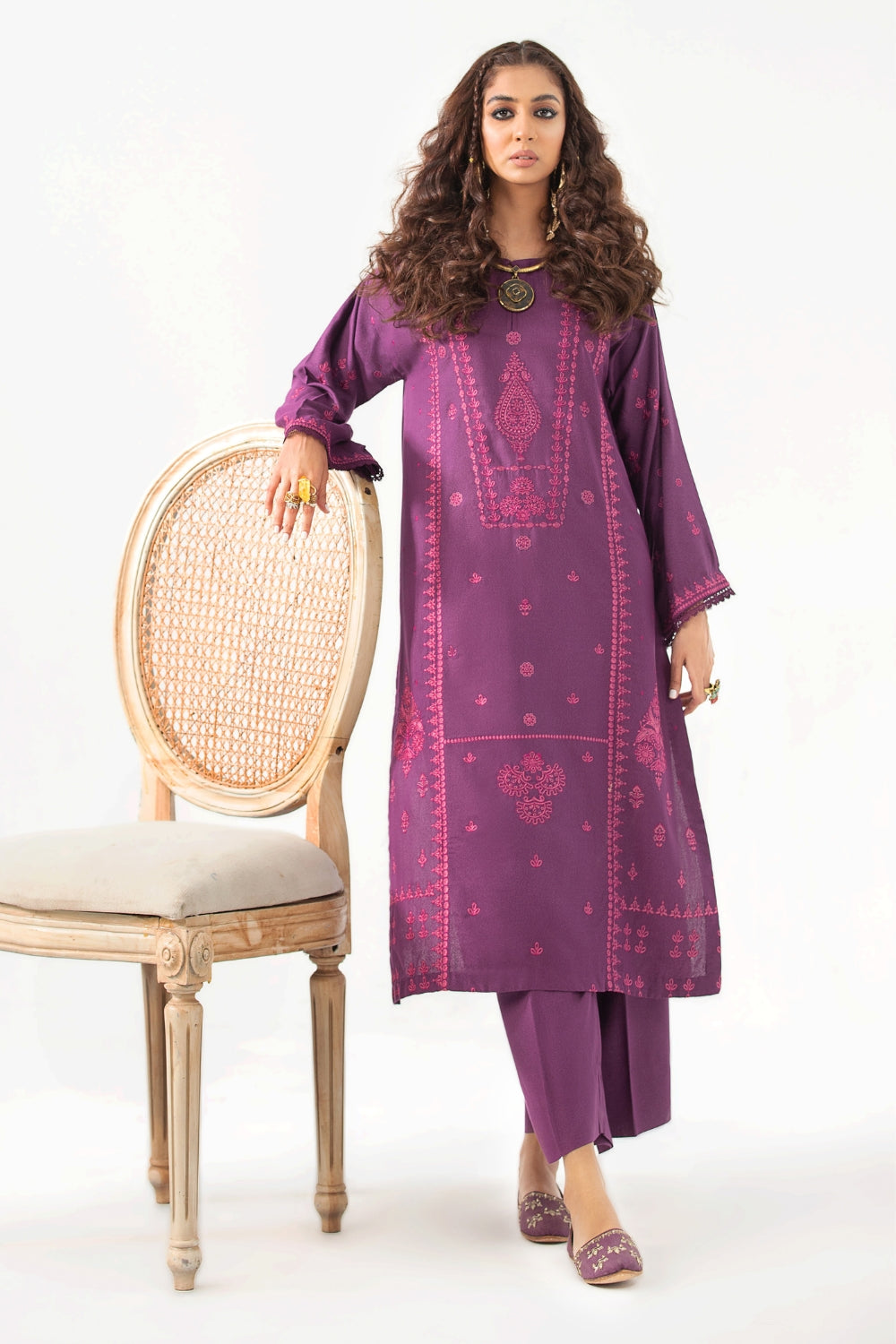 2PC Unstitched | Embroidered Karandi Shirt + Trouser