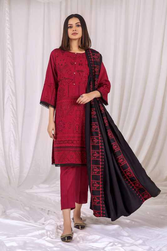3 PC Unstitched | Khaddar Embroidered Suit