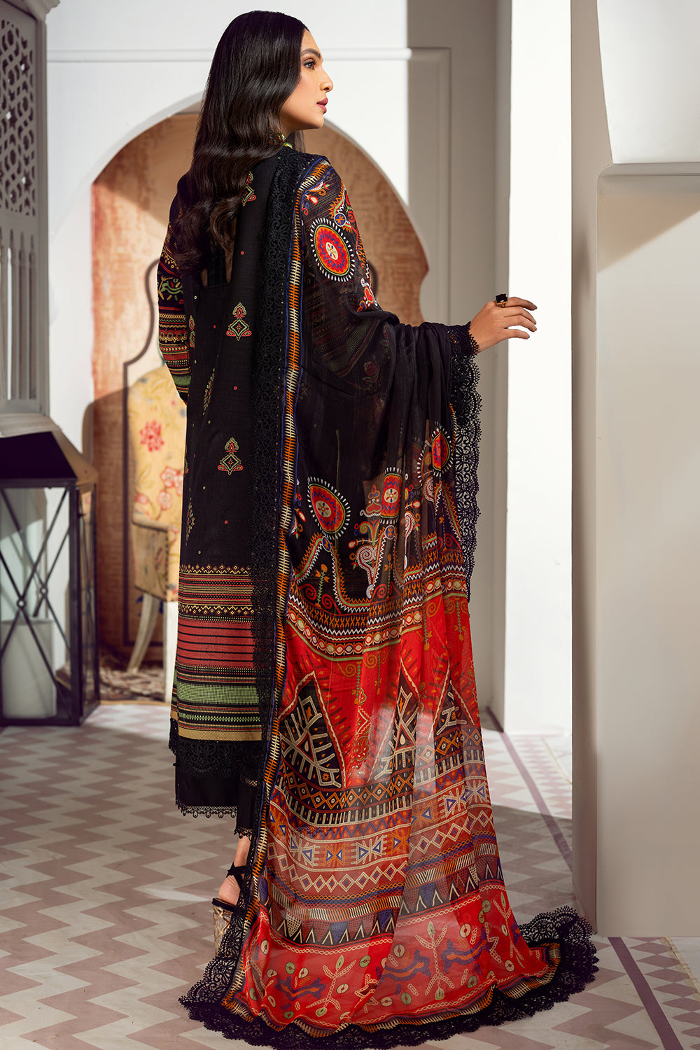 3 PC Unstitched Premium | Emboridered Shirt + Printed Dupatta + Dyed Trouser