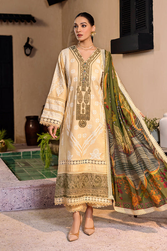 3 PC Unstitched Premium | Emboridered Shirt | Printed Dupatta