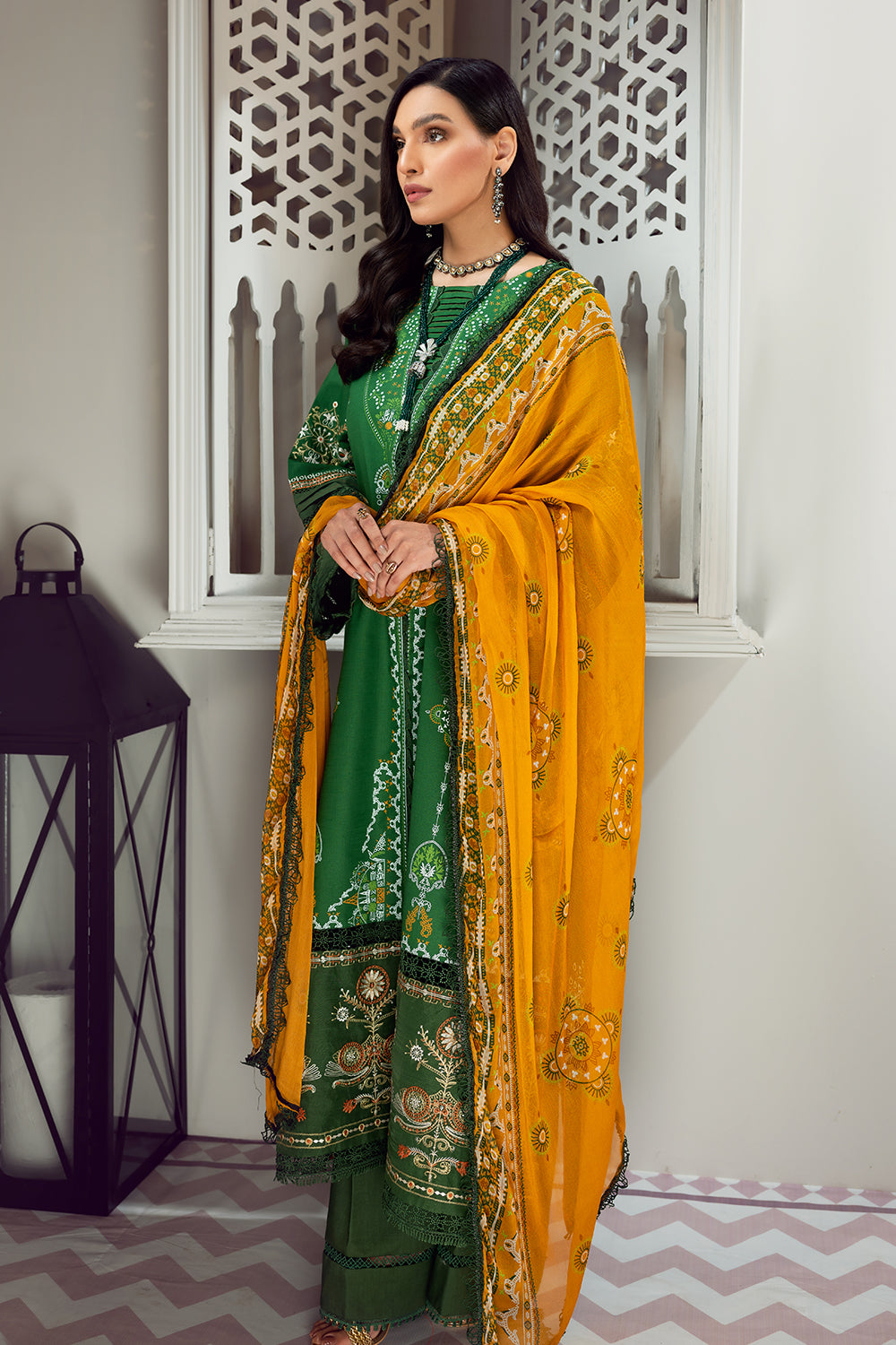 3 PC Unstitched Premium | Emboridered Shirt + Printed Dupatta + Dyed Trouser