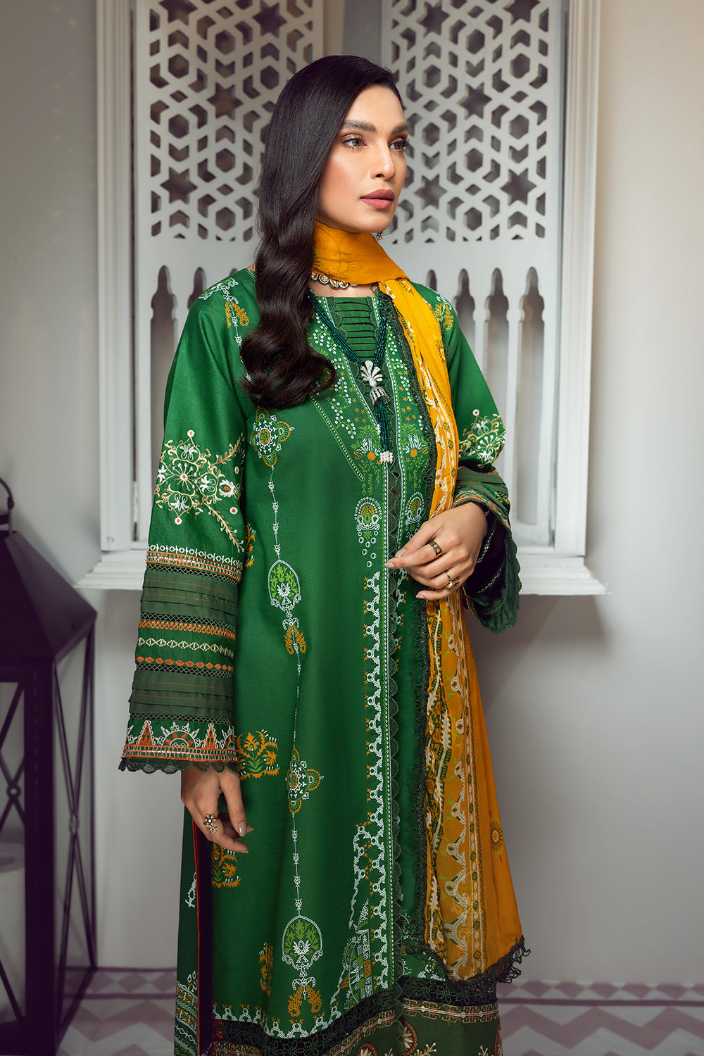 3 PC Unstitched Premium | Emboridered Shirt + Printed Dupatta + Dyed Trouser