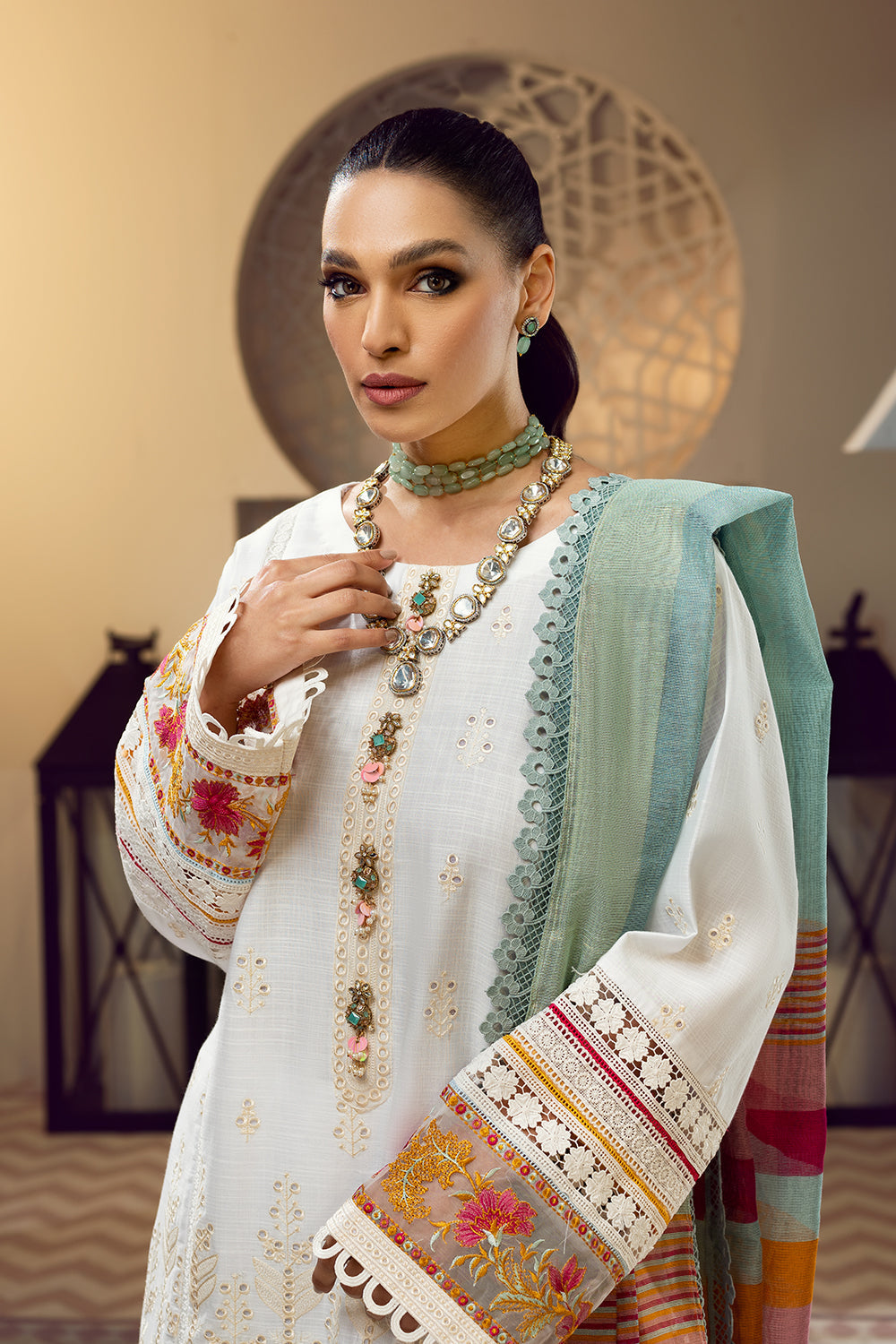 3 PC Unstitched Premium | Emboridered Shirt + Printed Dupatta + Dyed Trouser