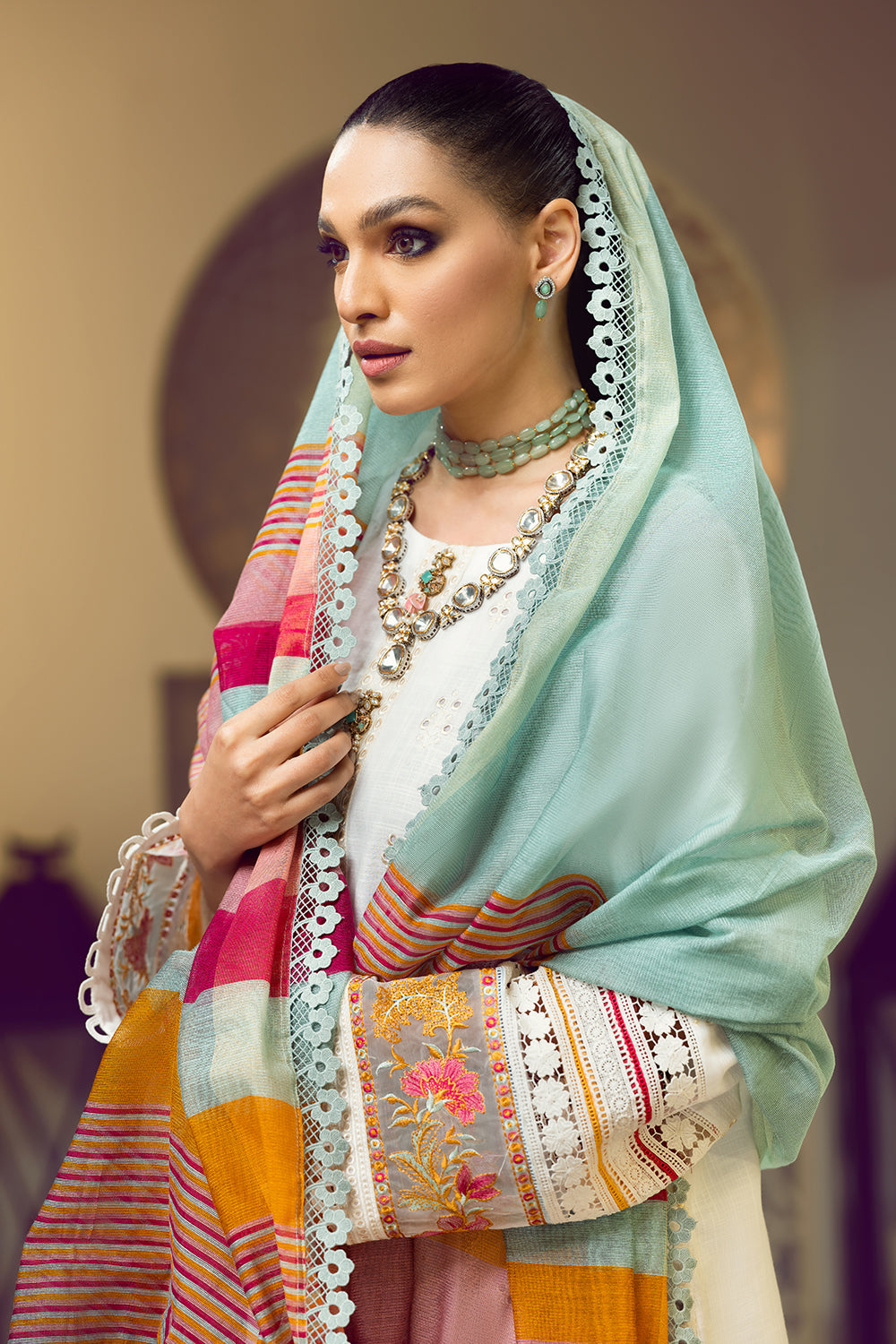 3 PC Unstitched Premium | Emboridered Shirt + Printed Dupatta + Dyed Trouser