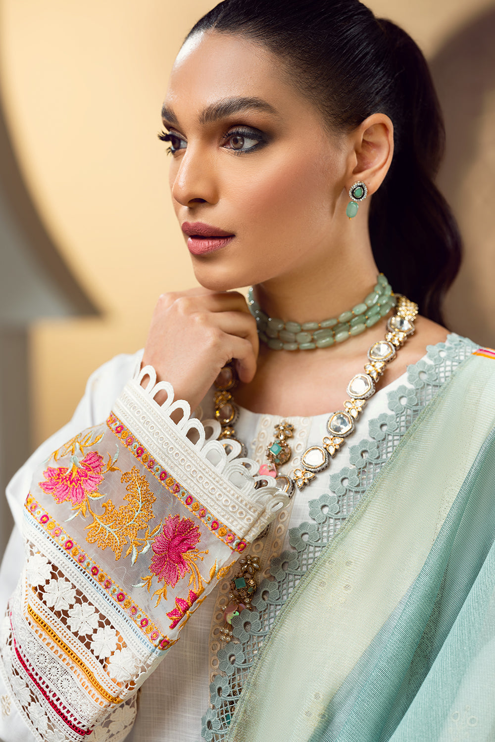 3 PC Unstitched Premium | Emboridered Shirt + Printed Dupatta + Dyed Trouser