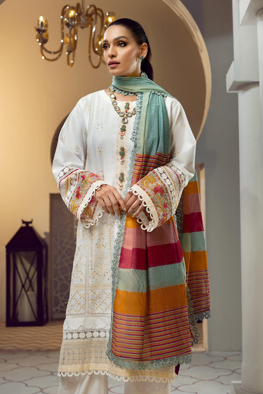 3 PC Unstitched Premium | Emboridered Shirt + Printed Dupatta + Dyed Trouser