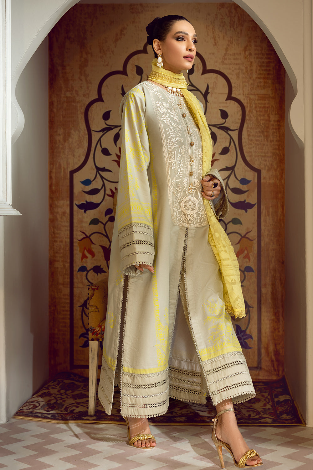 3 PC Unstitched Premium | Emboridered Shirt + Printed Dupatta + Dyed Trouser