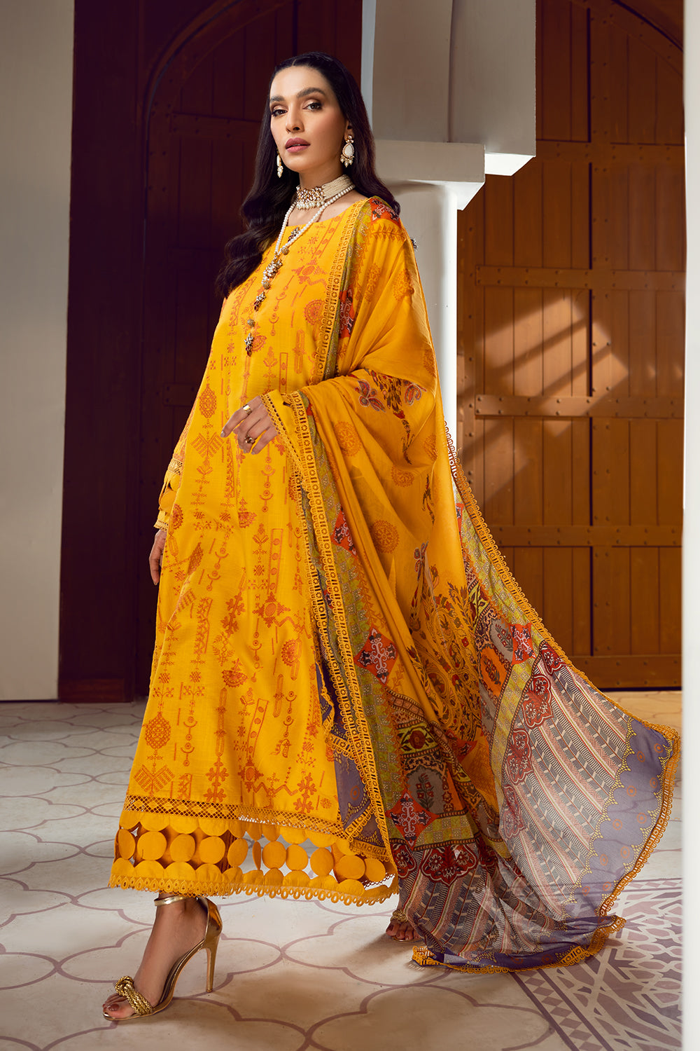 3 PC Unstitched Premium | Emboridered Shirt + Printed Dupatta + Dyed Trouser