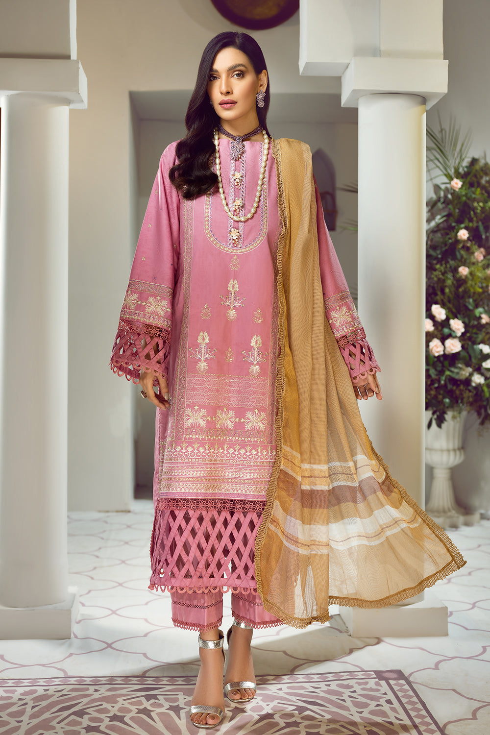 3 PC Unstitched Premium | Embroidered Shirt | Printed Dupatta