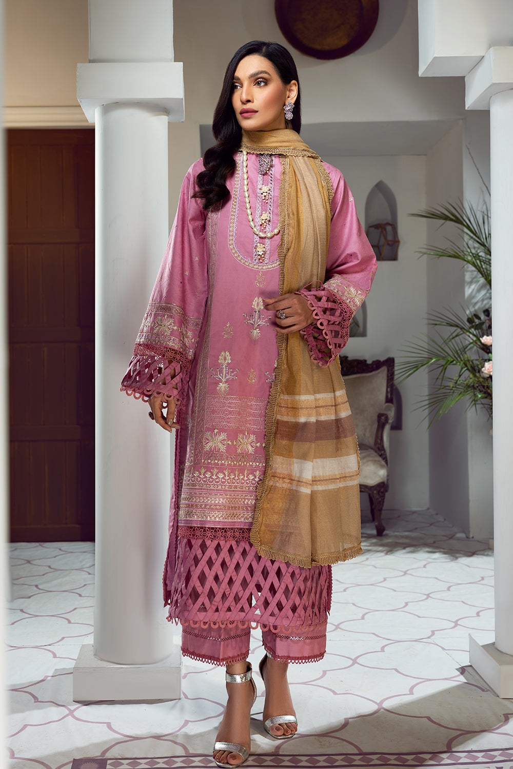 3 PC Unstitched Premium | Embroidered Shirt | Printed Dupatta