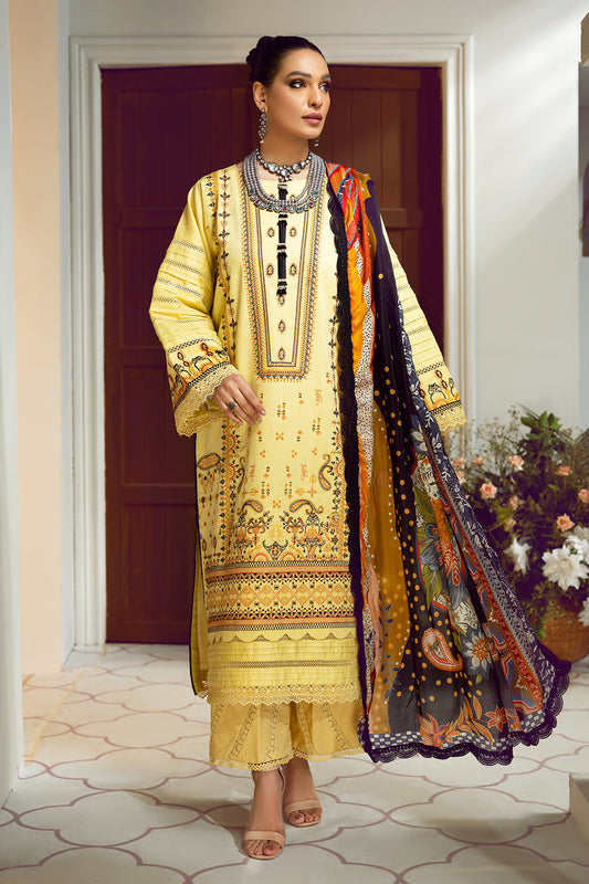 3 PC Unstitched Premium | Emboridered Shirt + Printed Dupatta + Dyed Trouser