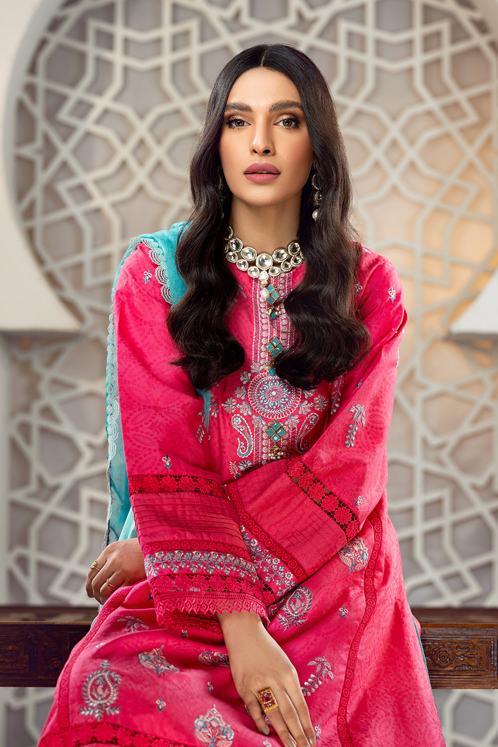 3 PC Unstitched Premium | Embroidered Shirt | Printed Dupatta