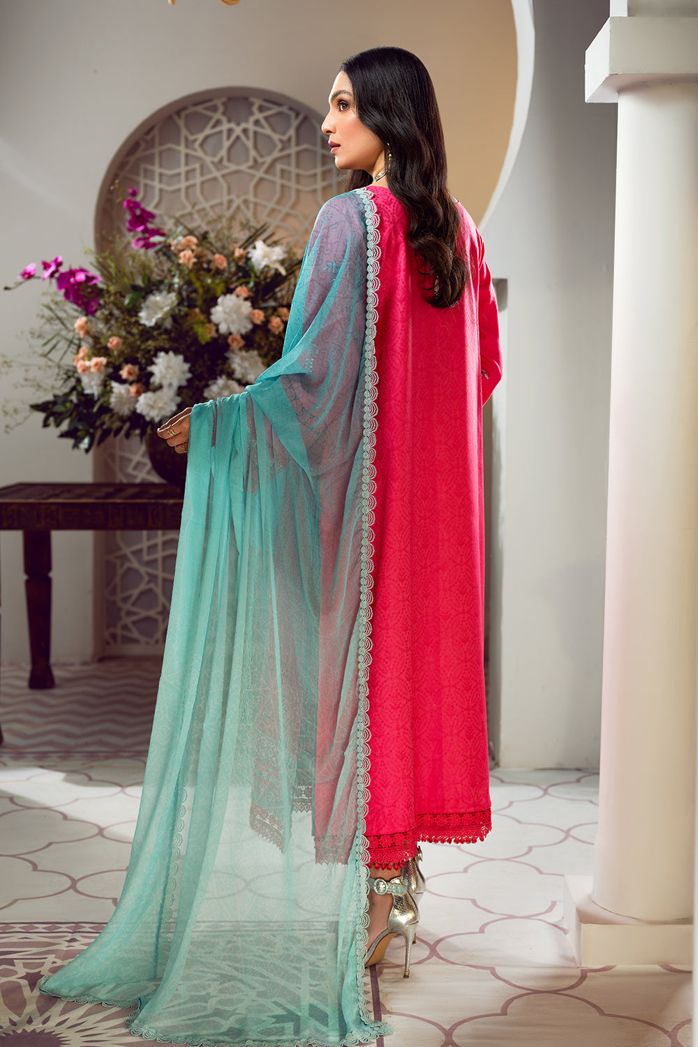 3 PC Unstitched Premium | Embroidered Shirt | Printed Dupatta