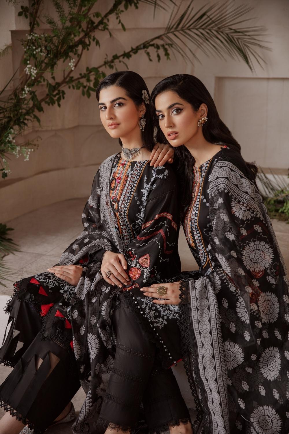 3 PC Unstitched Premium | Hatch Paste Shirt | Organza Dupatta