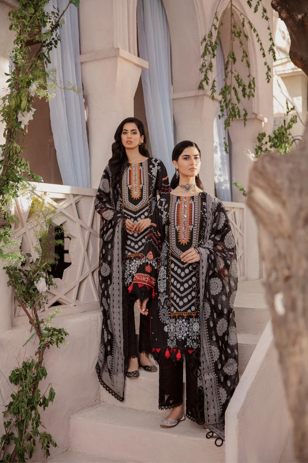 3 PC Unstitched Premium | Hatch Paste Shirt | Organza Dupatta