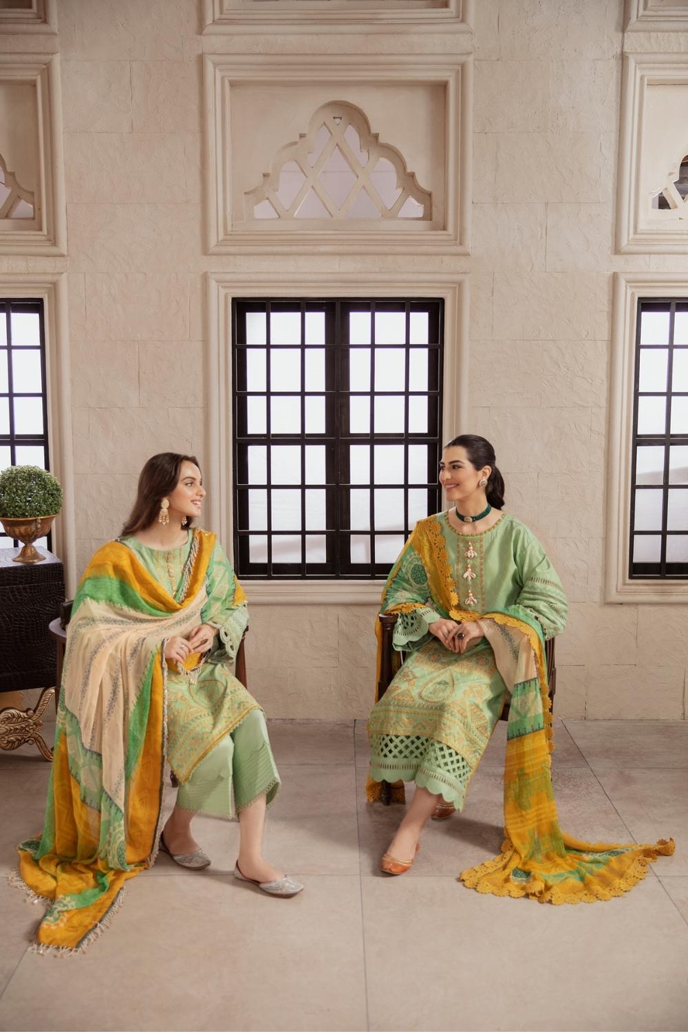 3 PC Unstitched Premium | Self Jacquard Embroidered Shirt + Chiffon Printed Dupatta + Cambric Dyed Trouser