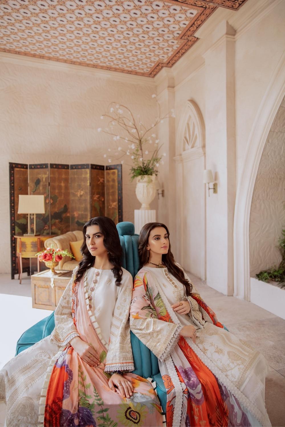 3 PC Unstitched Premium | Self Jacquard Embroidered Shirt + Silk Digital Printed Dupatta + Cambric Dyed Trouser