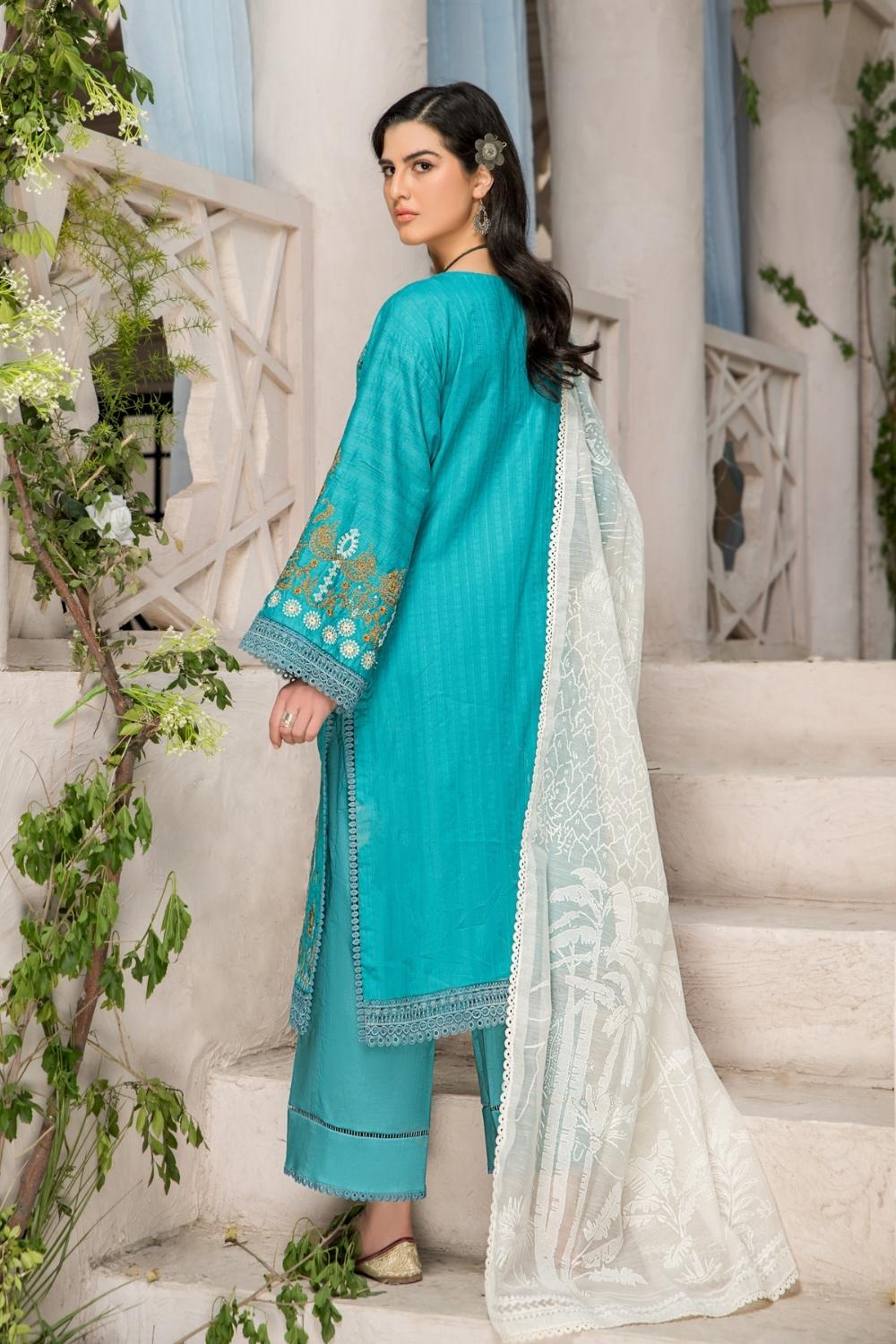 3 PC Unstitched Premium | Katpana Embroidered Shirt | Printed Dupatta