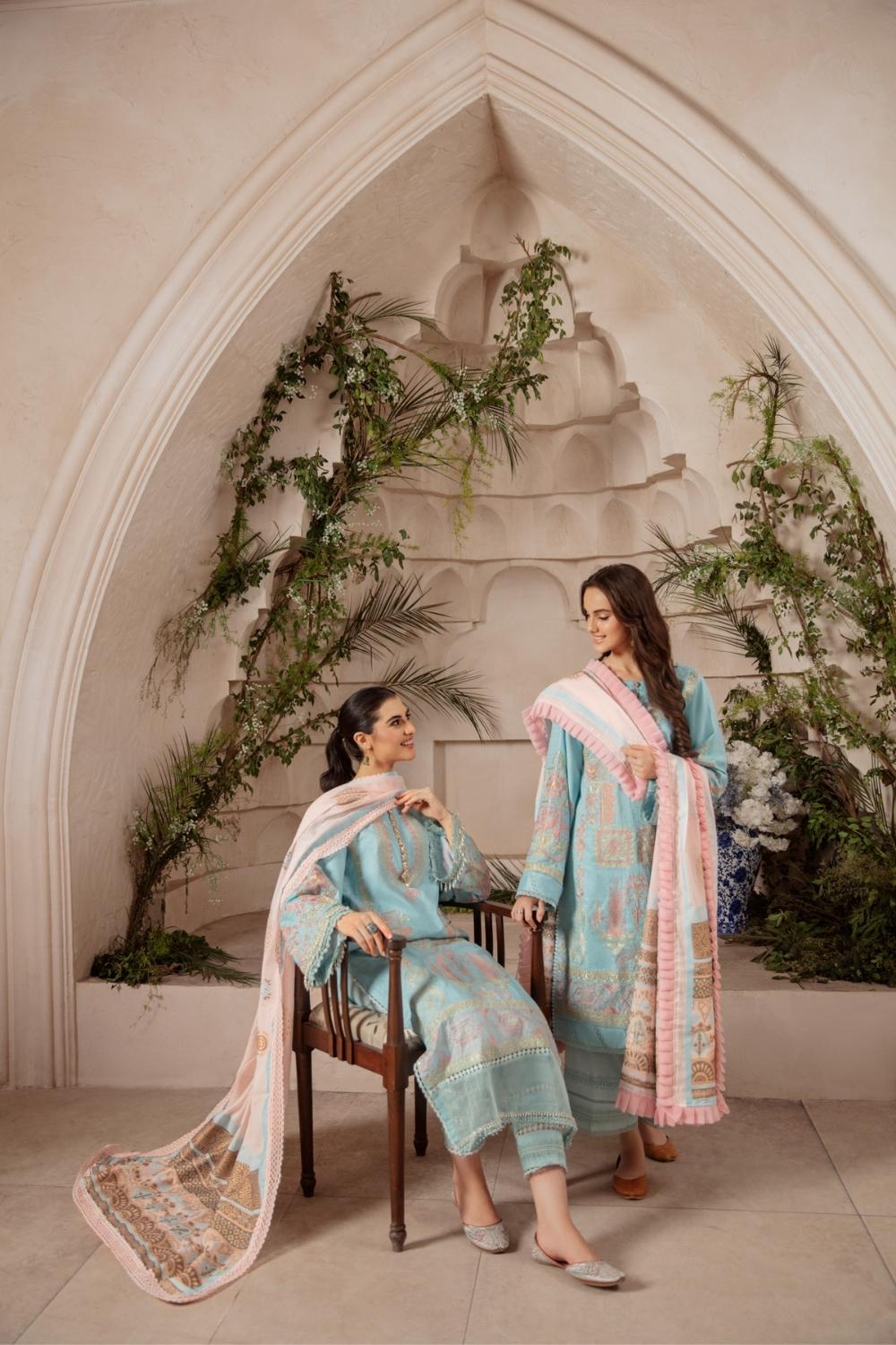 3 PC Unstitched Premium | Katpana Embroidered Shirt + Cotton Jacquard Dupatta + Cambric Dyed Trouser