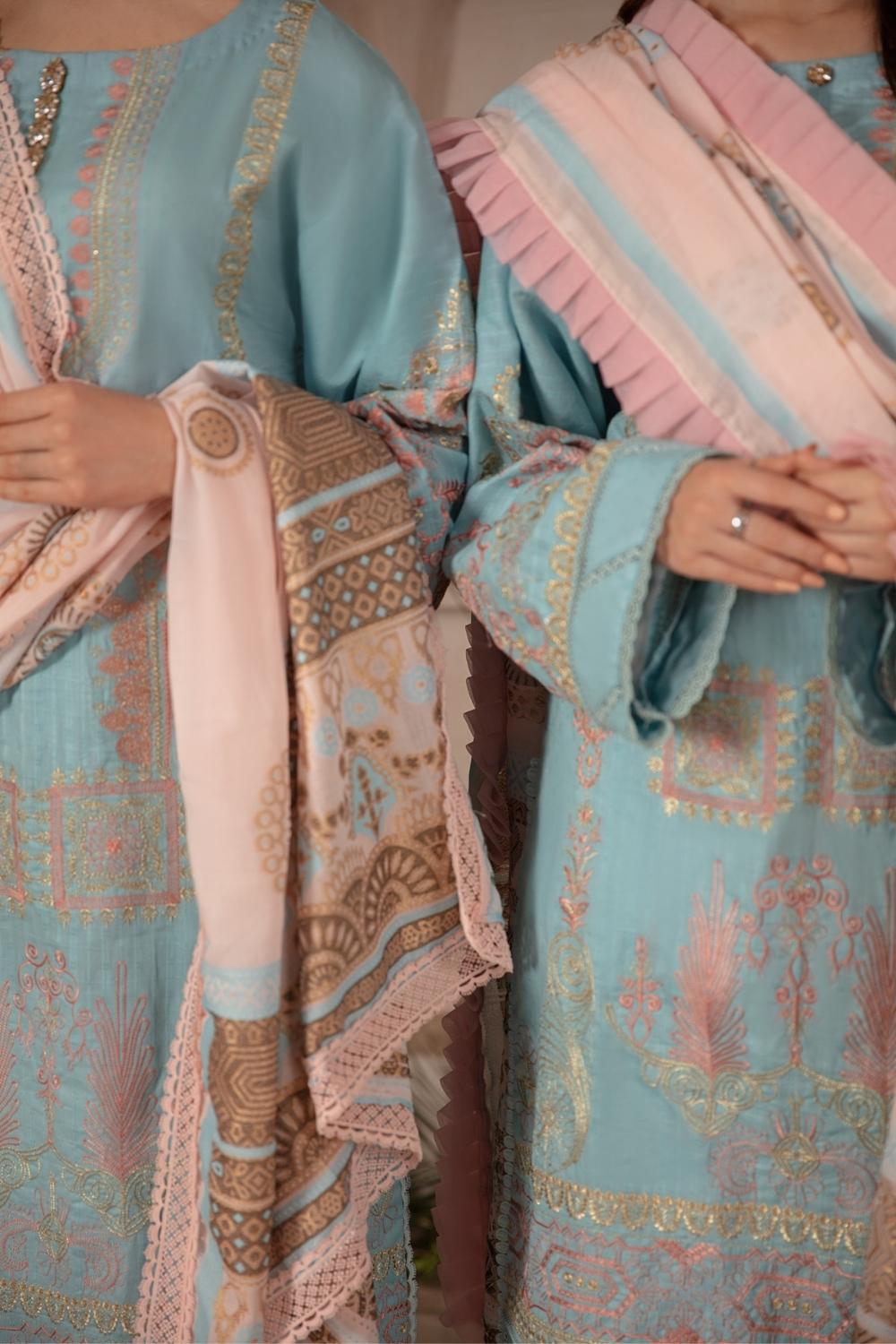 3 PC Unstitched Premium | Katpana Embroidered Shirt + Cotton Jacquard Dupatta + Cambric Dyed Trouser