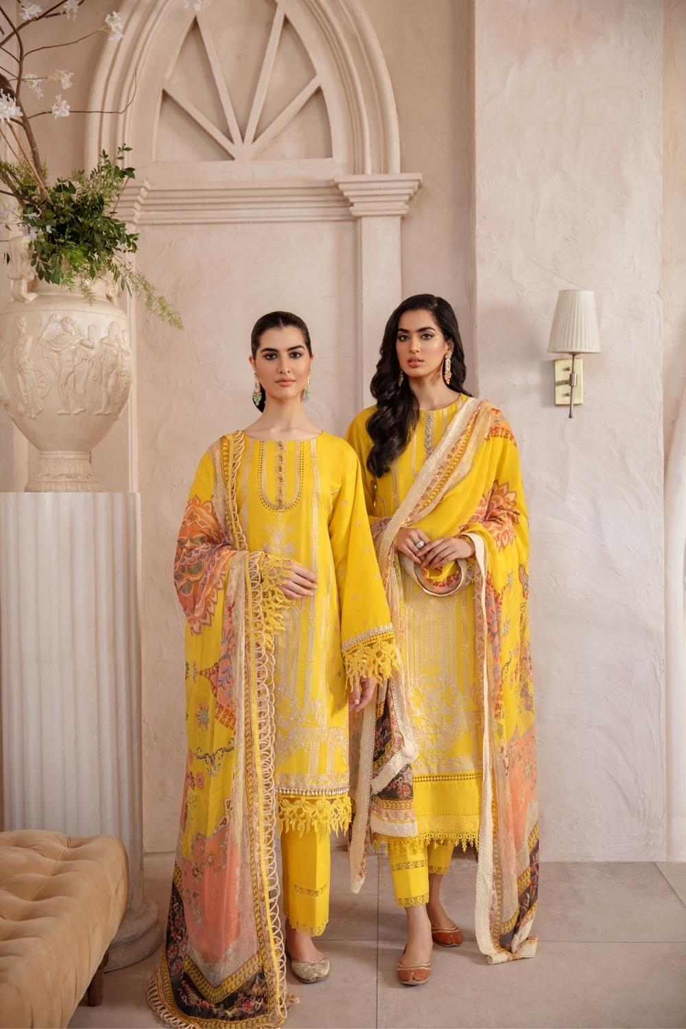 3 PC Unstitched Premium | Lawn Embroidered Shirt +Chiffon Printed Dupatta+ Cambric Dyed Trouser