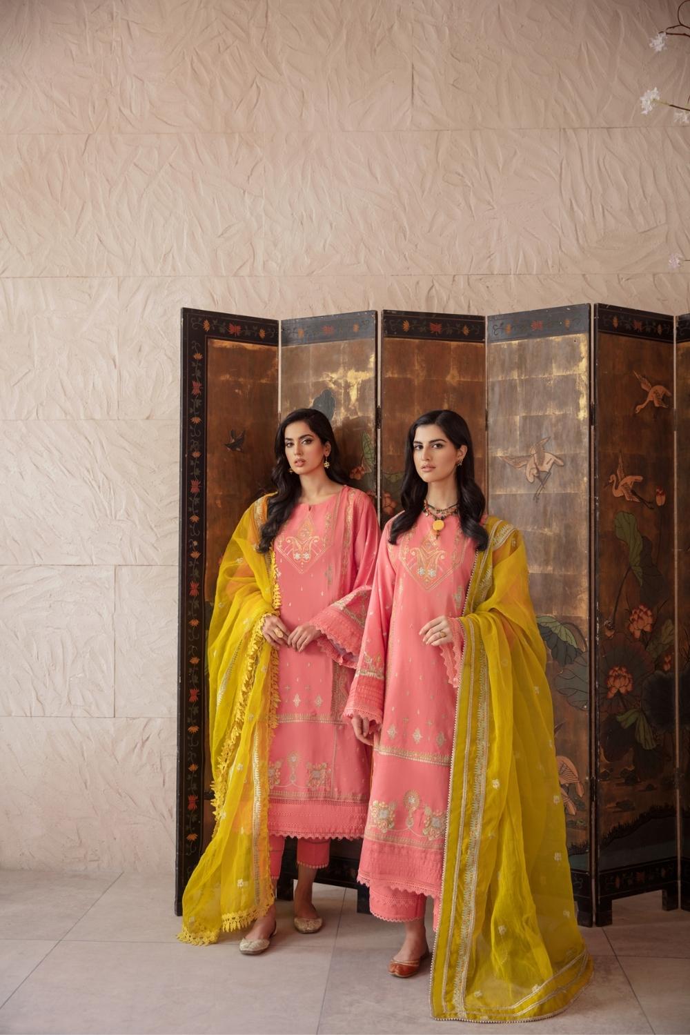 3 PC Unstitched Premium | Lawn Embroidered Shirt + Organza Embroidered Dupatta + Cambric Dyed Trouser