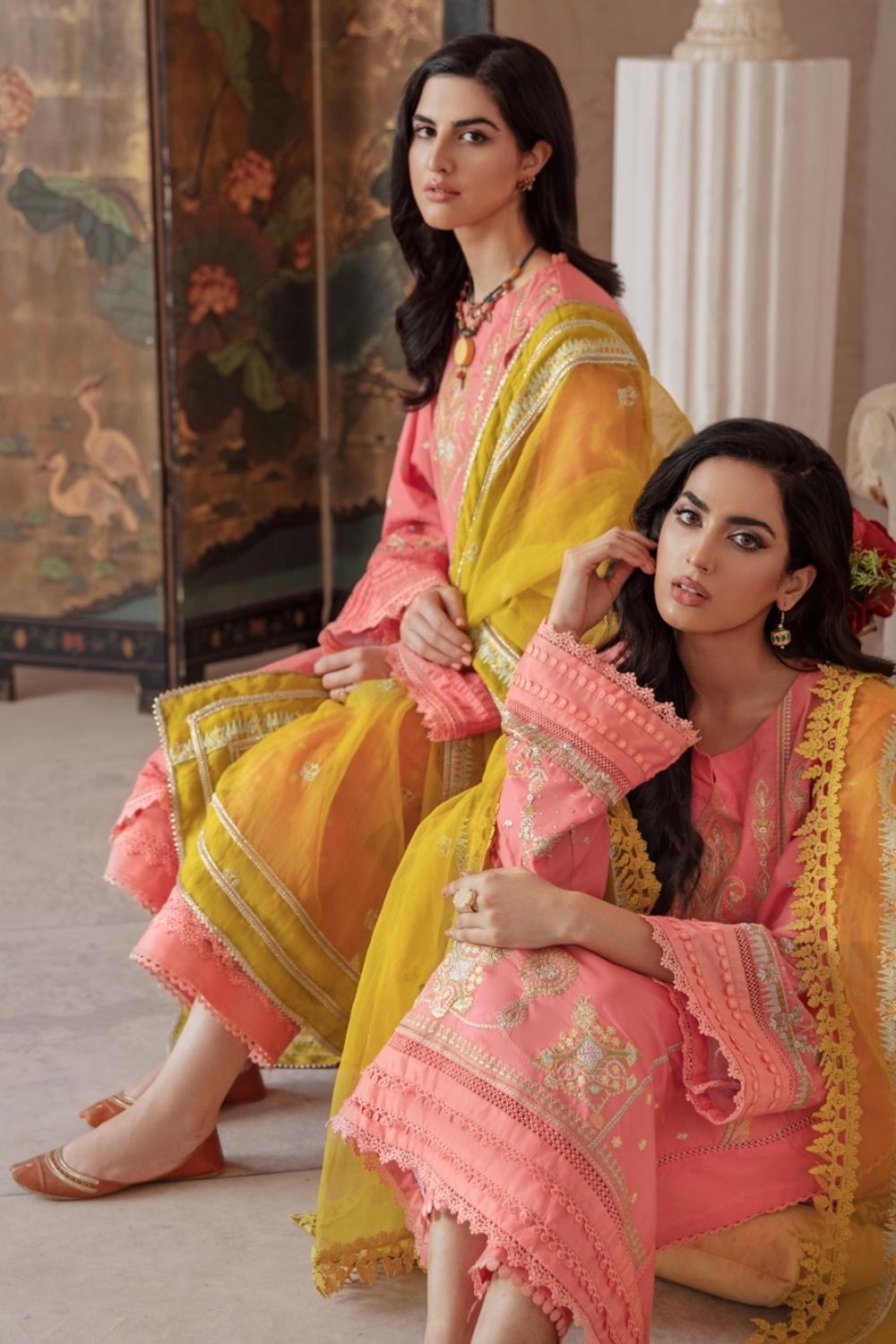 3 PC Unstitched Premium | Lawn Embroidered Shirt + Organza Embroidered Dupatta + Cambric Dyed Trouser