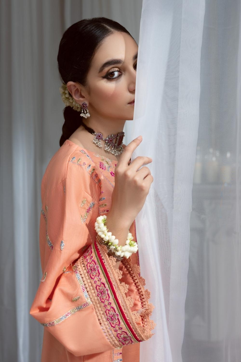 3PC Unstitched Embroidered Lawn Shirt | Banarsi Dupatta | Cambric Dyed Trouser