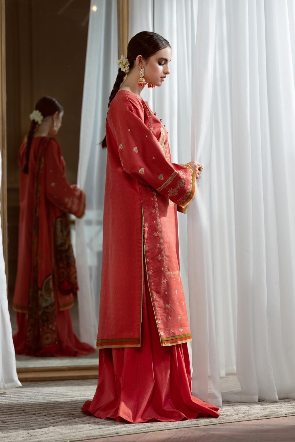 3PC Unstitched Embroidered Lawn Shirt | Chiffon Digital Printed Dupatta | Cambric Dyed Trouser