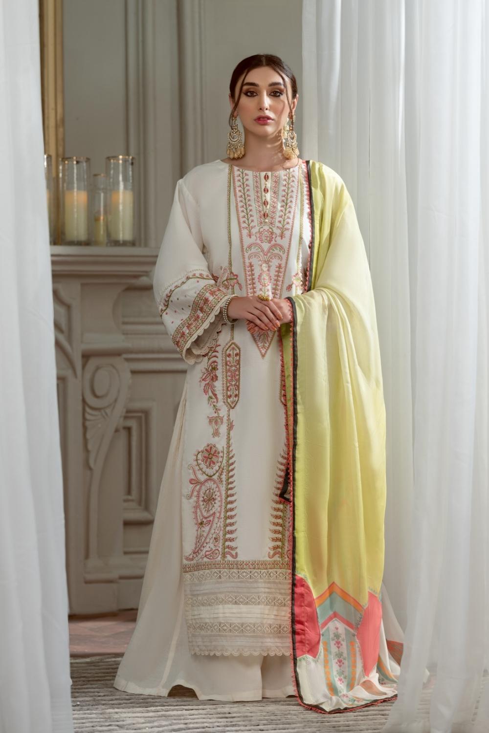 3PC Unstitched Embroidered Lawn Shirt | Silk Digital Printed Dupatta | Cambric Dyed Trouser