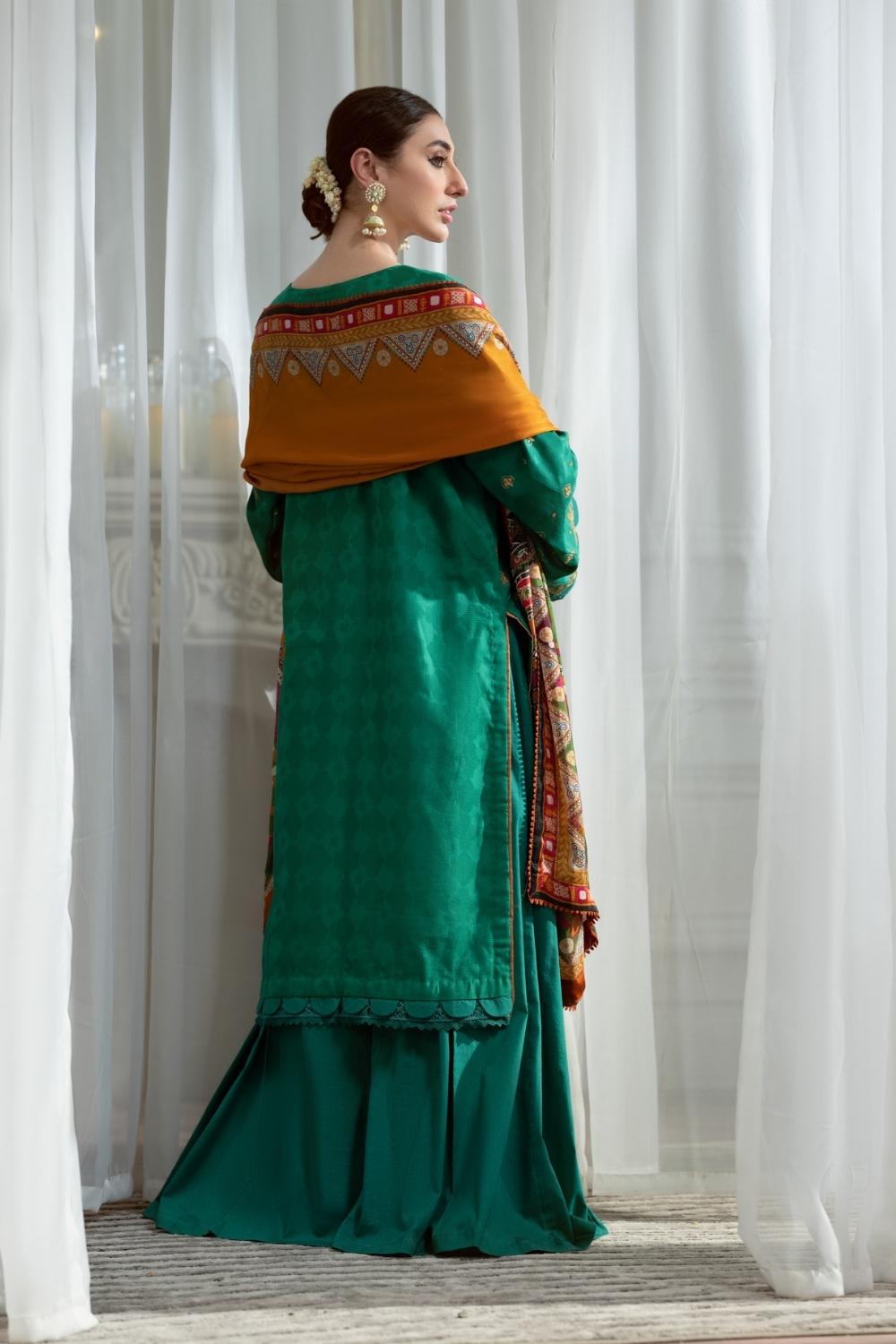 3PC Unstitched Embroidered Lawn Shirt | Silk Digital Printed Dupatta | Cambric Dyed Trouser