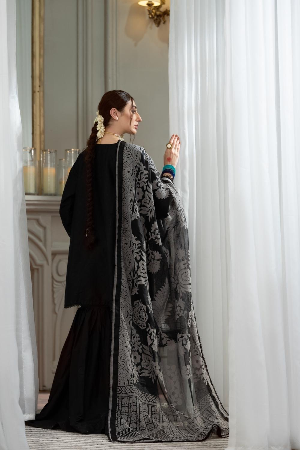 3PC Unstitched Embroidered Lawn Shirt | Organza Burnout Dupatta | Cambric Dyed Trouser