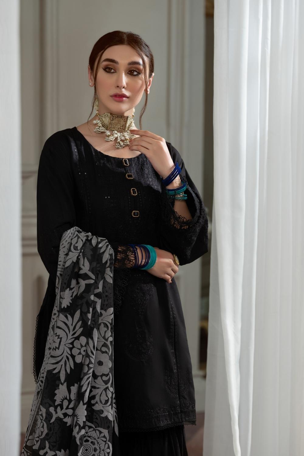 3PC Unstitched Embroidered Lawn Shirt | Organza Burnout Dupatta | Cambric Dyed Trouser