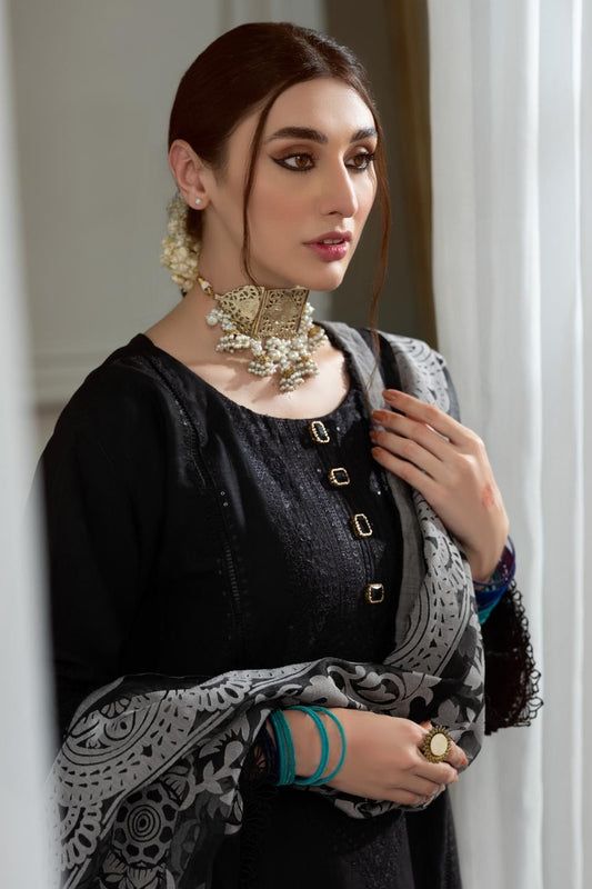 3PC Unstitched Embroidered Lawn Shirt | Organza Burnout Dupatta | Cambric Dyed Trouser