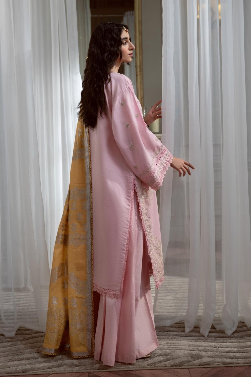 3PC Unstitched Embroidered Lawn Shirt | Jacquard Dupatta | Cambric Dyed Trouser