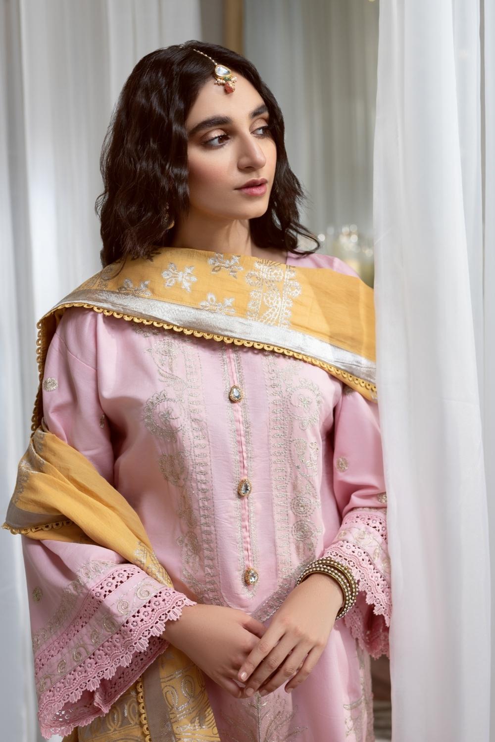 3PC Unstitched Embroidered Lawn Shirt | Jacquard Dupatta | Cambric Dyed Trouser