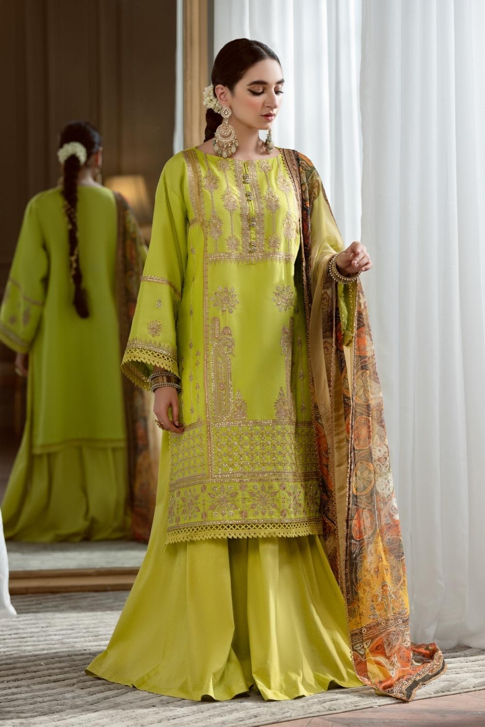 3PC Unstitched Embroidered Lawn Shirt | Chiffon Digital Printed Dupatta | Cambric Dyed Trouser